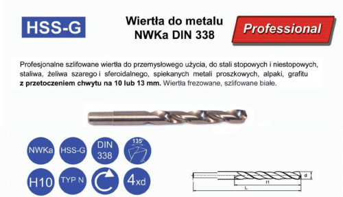 046979	13,5  HSS-G DIN 338  R-13